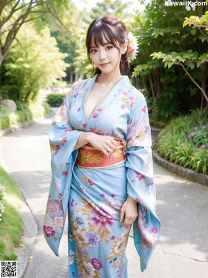A woman in a kimono posing for a picture.