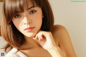 A naked woman in a red robe posing for the camera.
