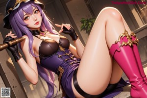 A woman in a pink lingerie sitting on a couch.