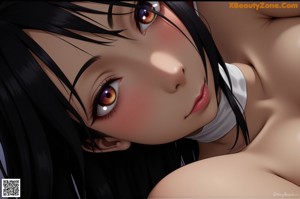 A naked woman sitting on a window sill next to a bed.
